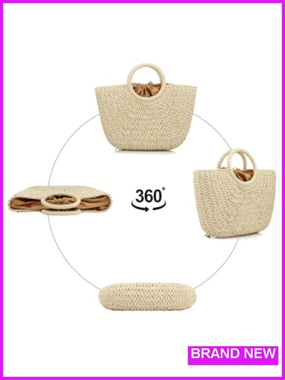 Straw Handwoven Large Hobo Tote Beach Bag with Drawstring Closure